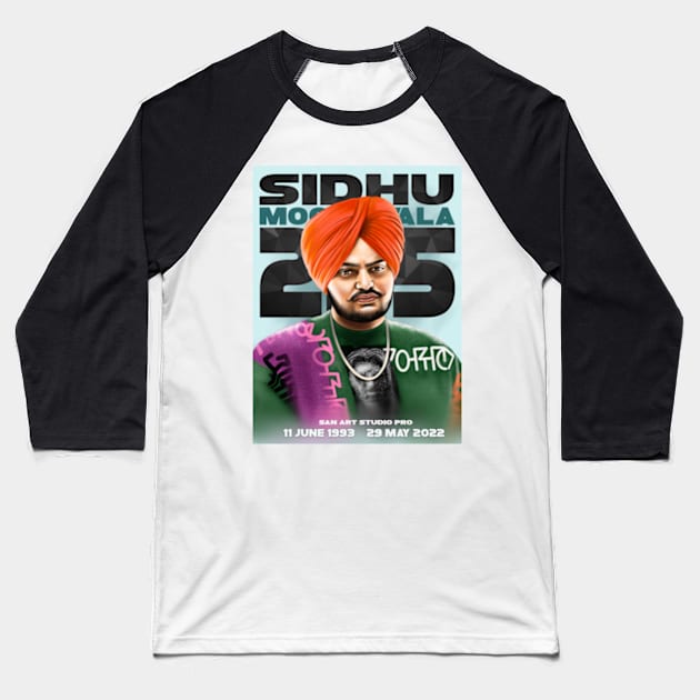 Sidhu Moosewala Baseball T-Shirt by SAN ART STUDIO 